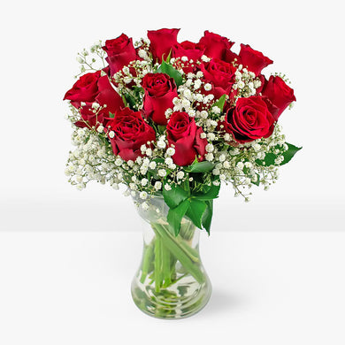 Arreglo 12 rosas rojas